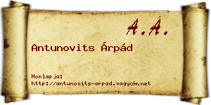 Antunovits Árpád névjegykártya