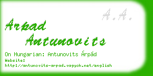 arpad antunovits business card
